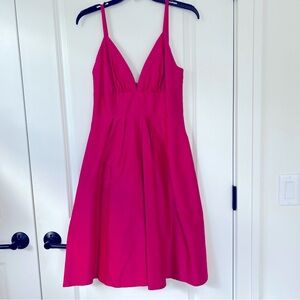 Gorgeous LYNN LUGO size 4 Iridescent Thai Silk Dress Fuchsia to red shift